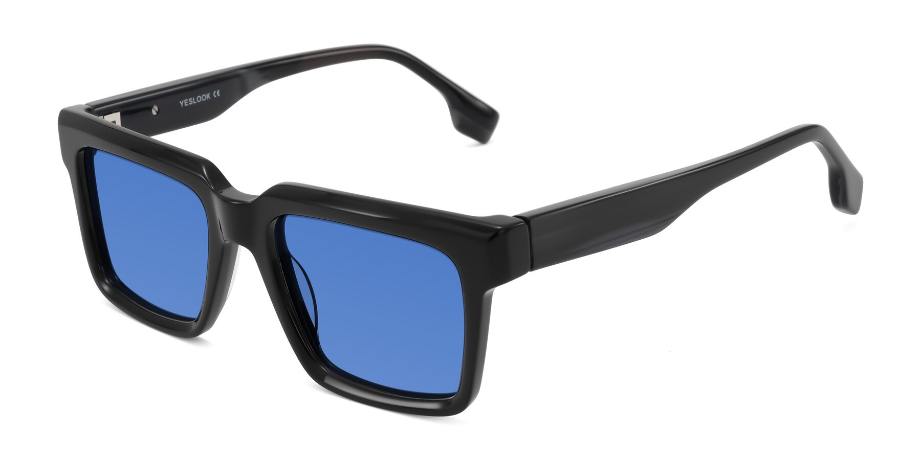 Angle of Kieta in Black/Gray Brown Striped with Blue Tinted Lenses