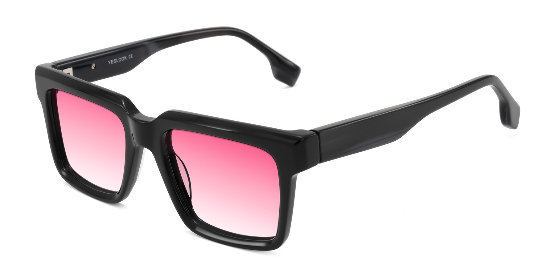 Angle of Kieta in Black/Gray Brown Striped with Pink Gradient Lenses