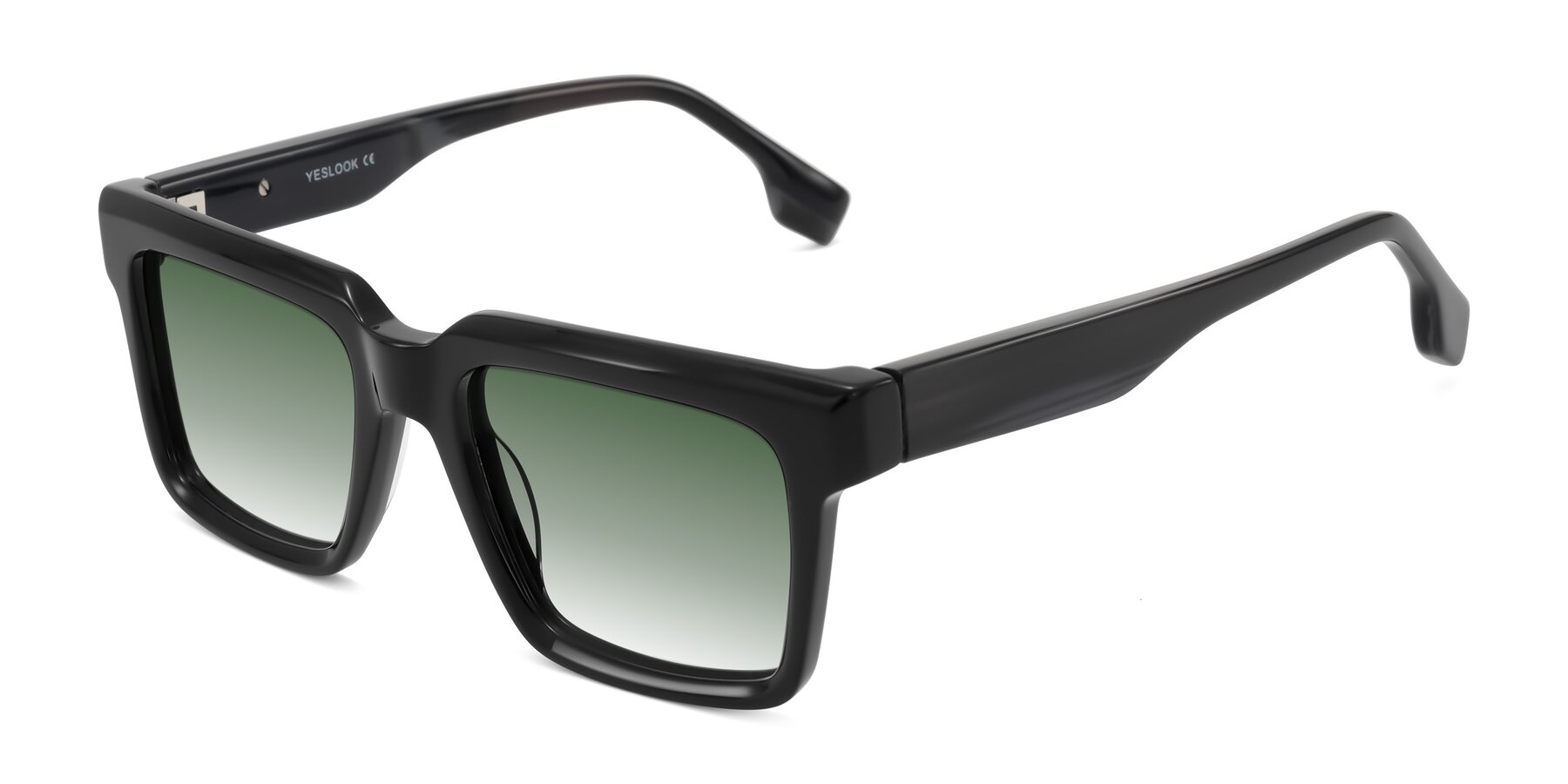 Angle of Kieta in Black/Gray Brown Striped with Green Gradient Lenses