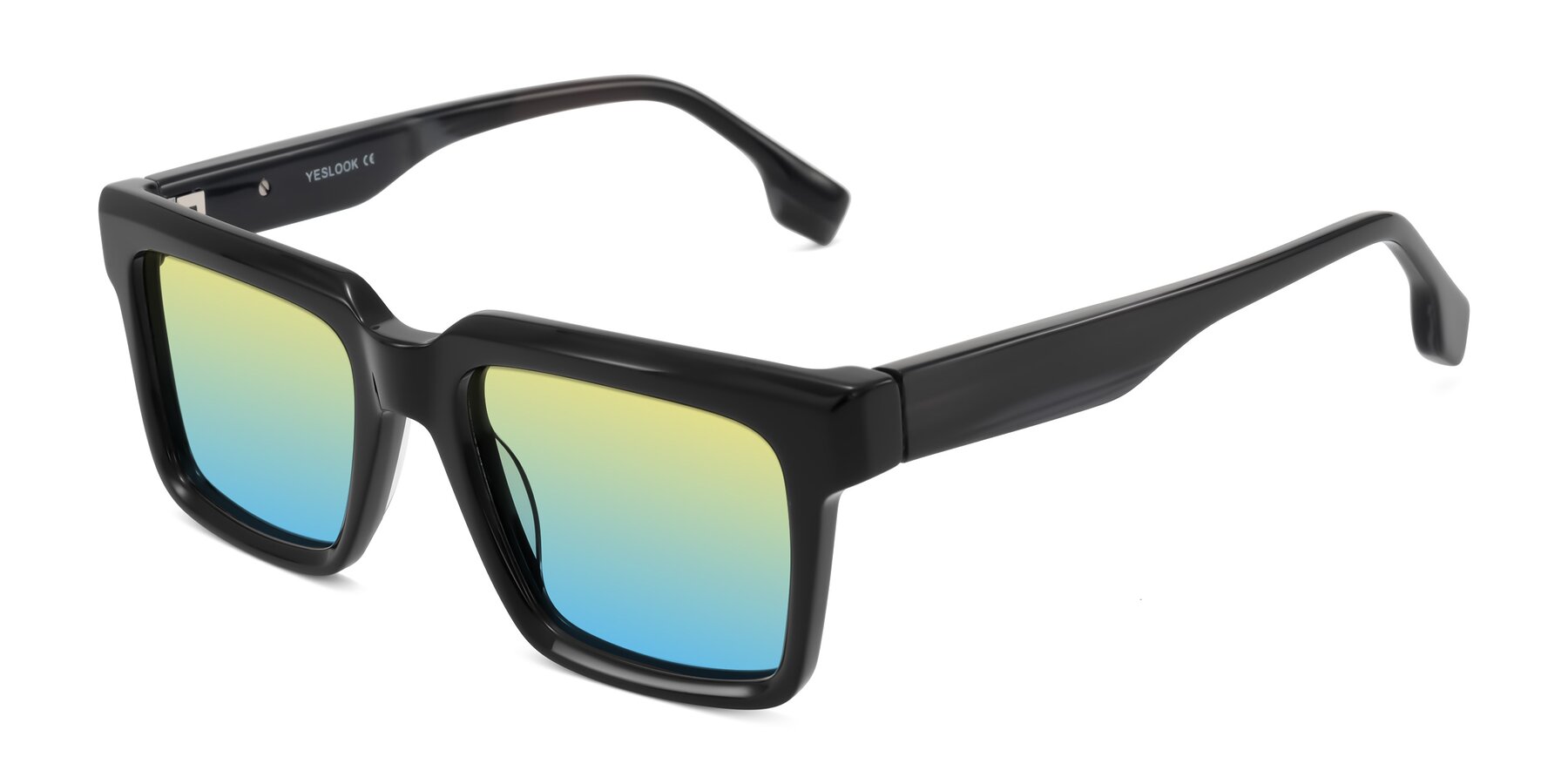 Angle of Kieta in Black/Gray Brown Striped with Yellow / Blue Gradient Lenses