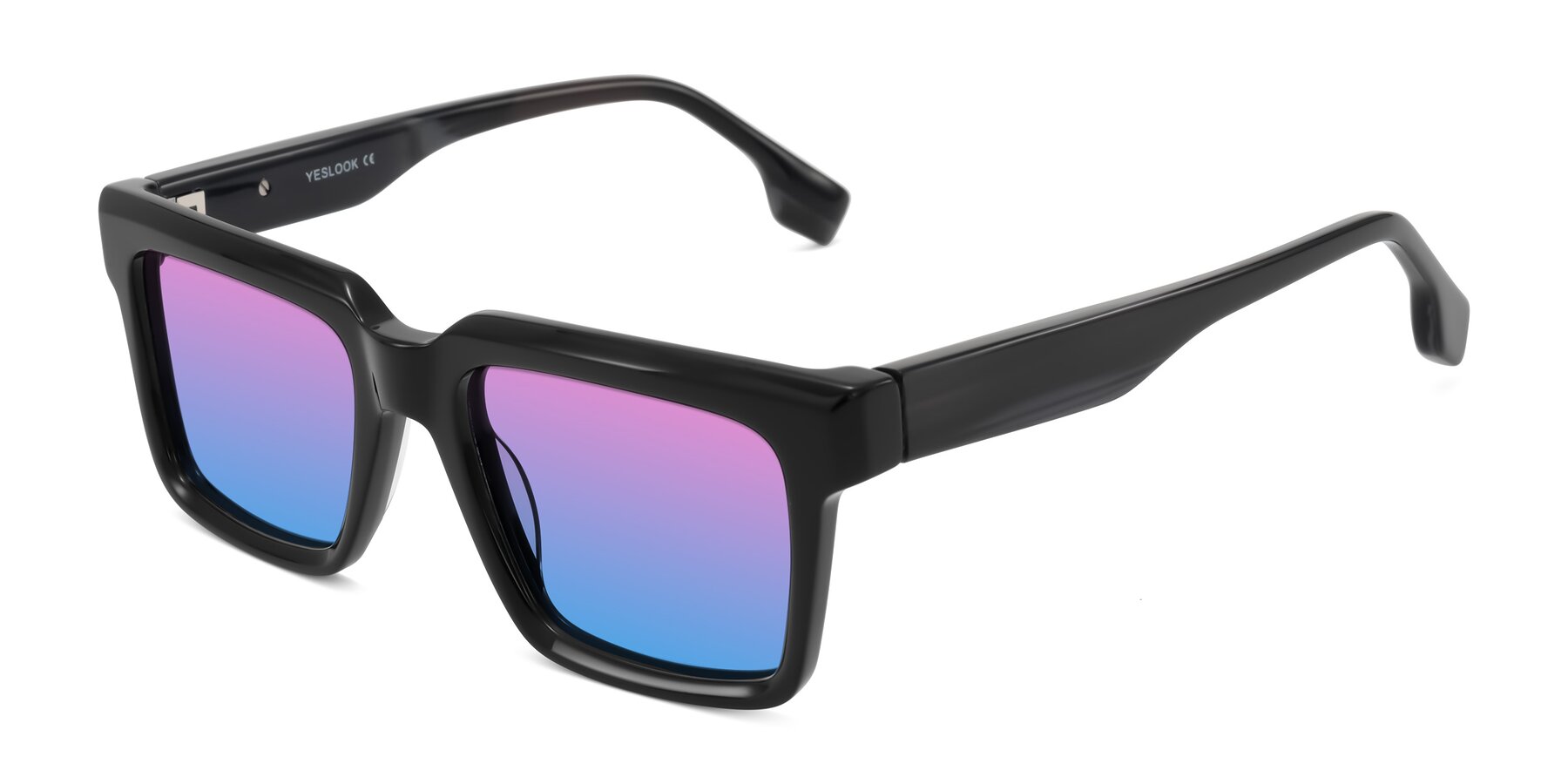Angle of Kieta in Black/Gray Brown Striped with Pink / Blue Gradient Lenses