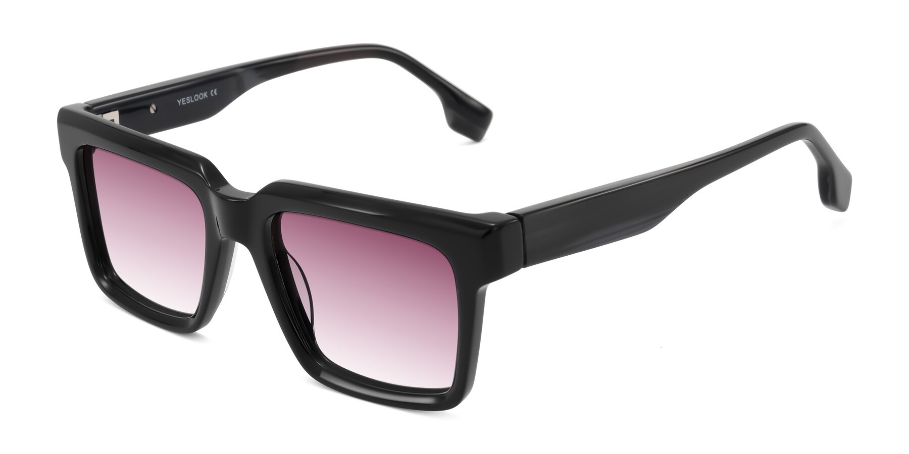 Angle of Kieta in Black/Gray Brown Striped with Wine Gradient Lenses