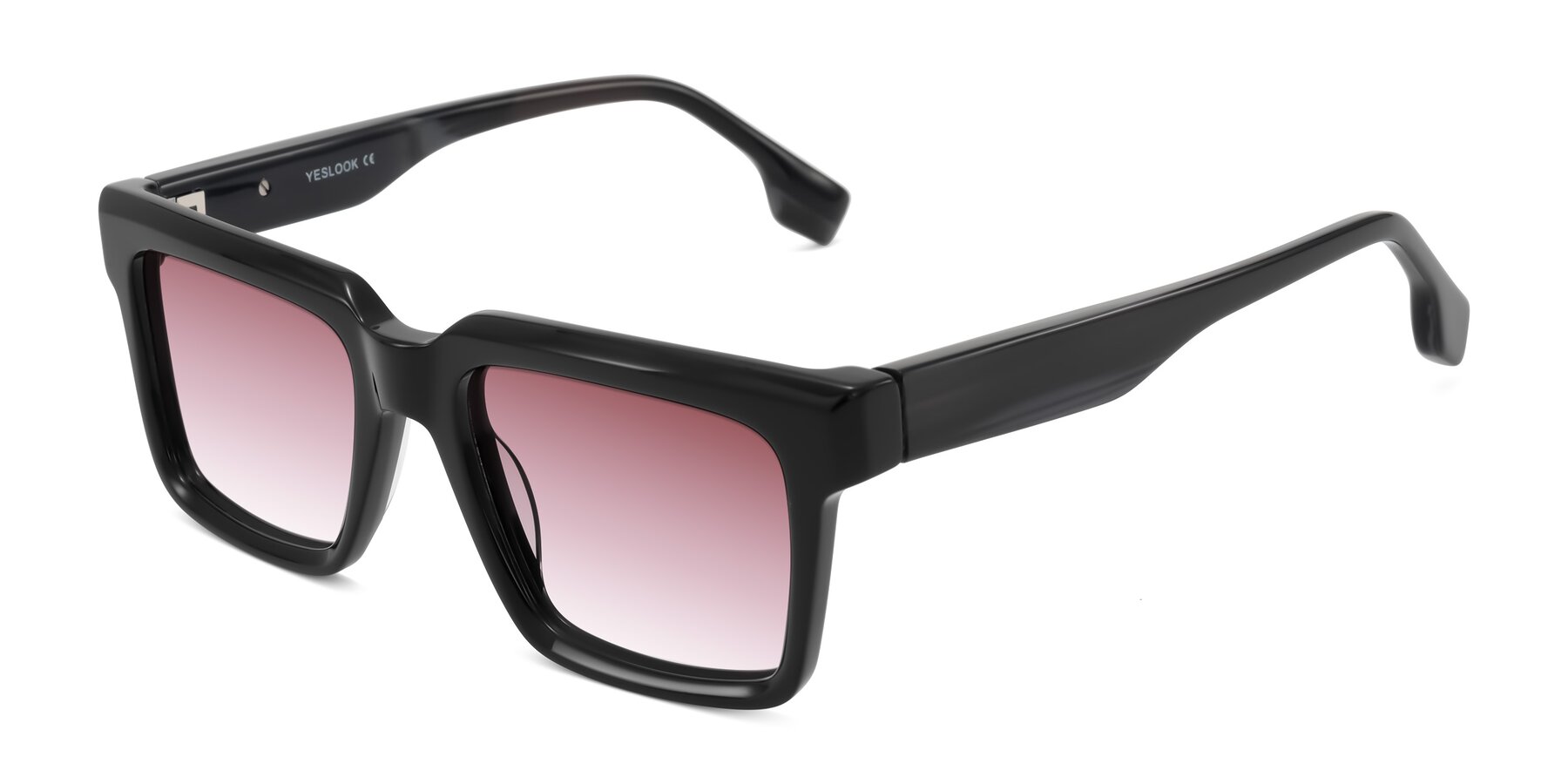 Angle of Kieta in Black/Gray Brown Striped with Garnet Gradient Lenses