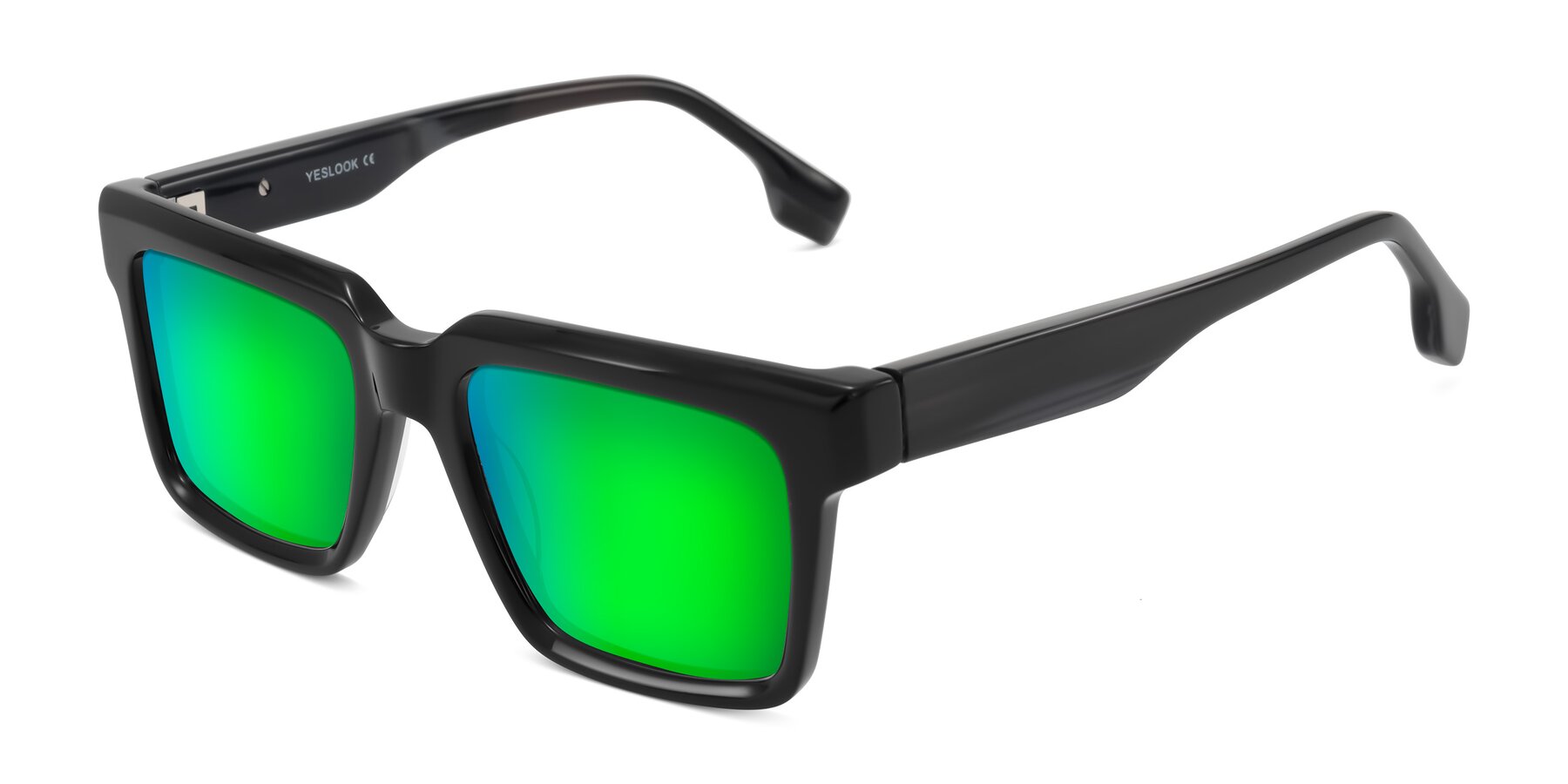 Angle of Kieta in Black/Gray Brown Striped with Green Mirrored Lenses
