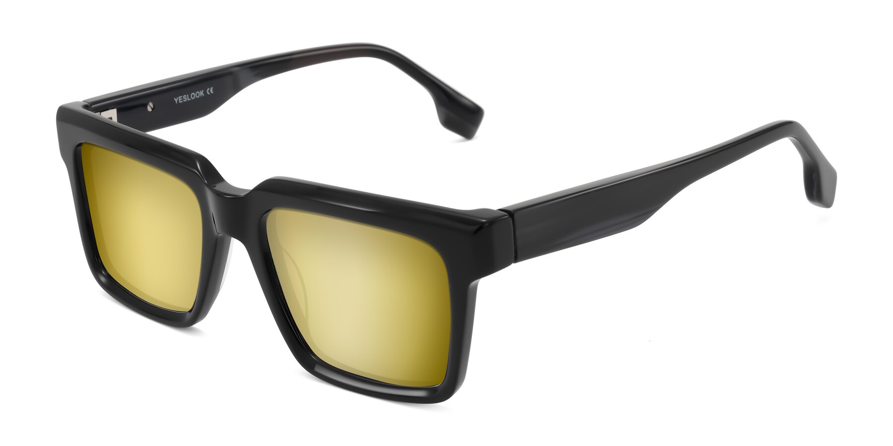 Angle of Kieta in Black/Gray Brown Striped with Gold Mirrored Lenses