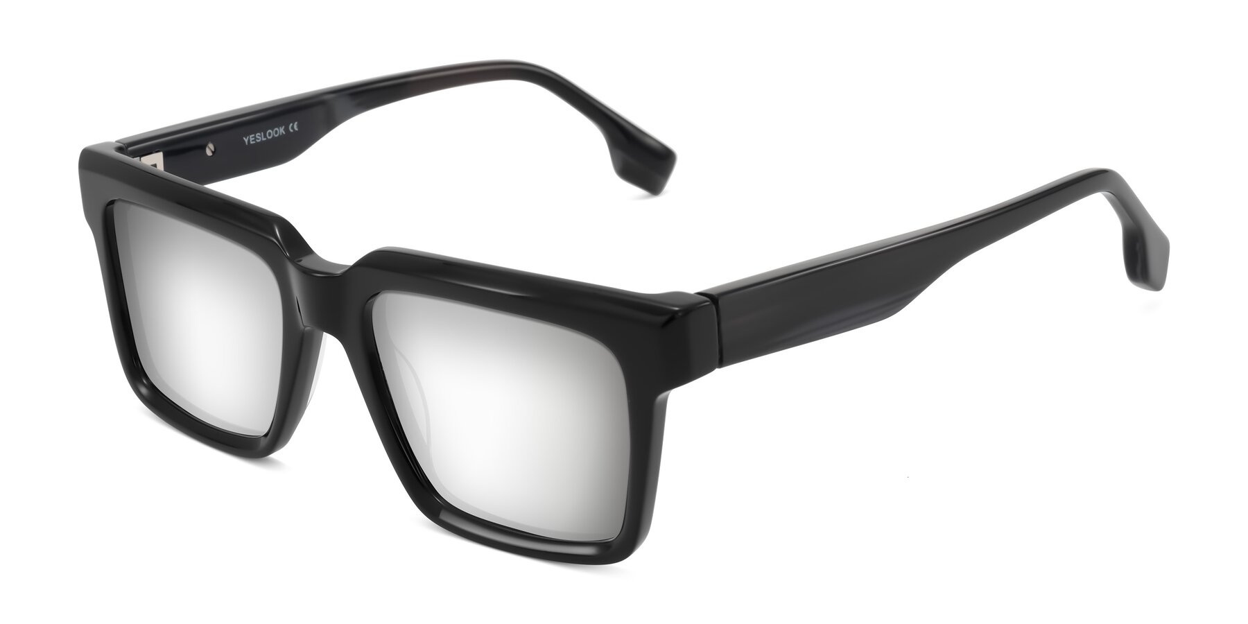Angle of Kieta in Black/Gray Brown Striped with Silver Mirrored Lenses