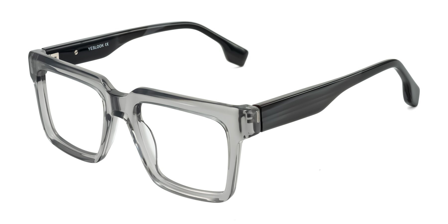 Angle of Kieta in Transparent Gray/Gray Brown Striped with Clear Eyeglass Lenses
