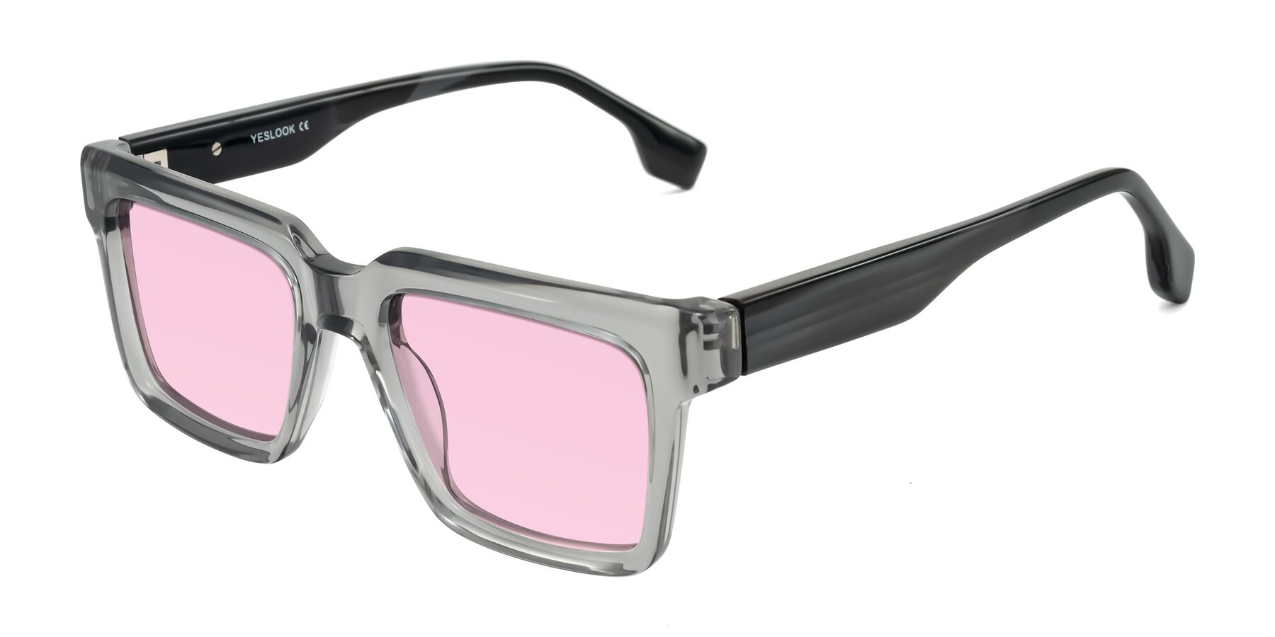 Angle of Kieta in Transparent Gray/Gray Brown Striped with Light Pink Tinted Lenses