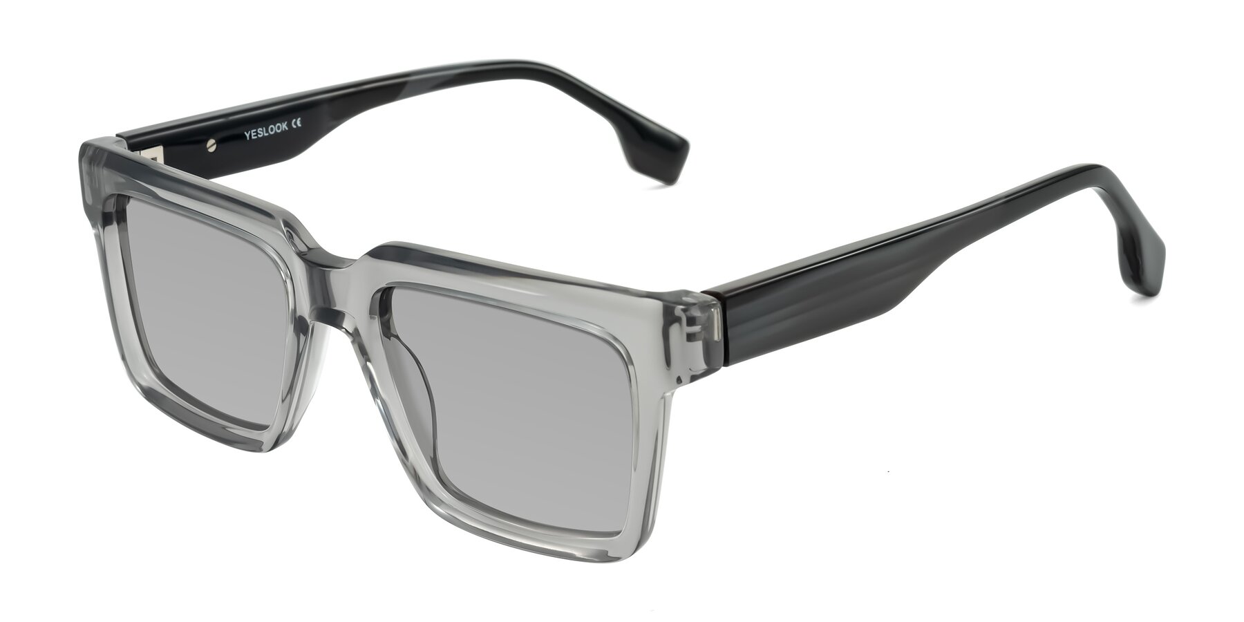 Angle of Kieta in Transparent Gray/Gray Brown Striped with Light Gray Tinted Lenses
