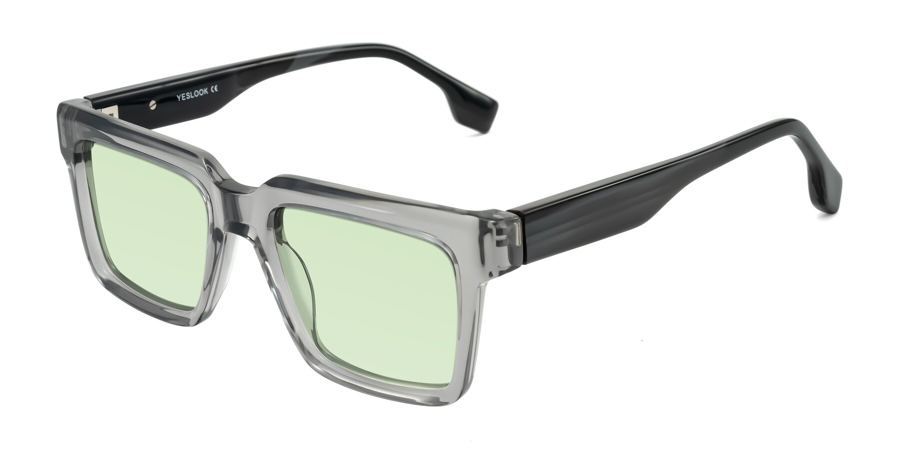 Angle of Kieta in Transparent Gray/Gray Brown Striped with Light Green Tinted Lenses