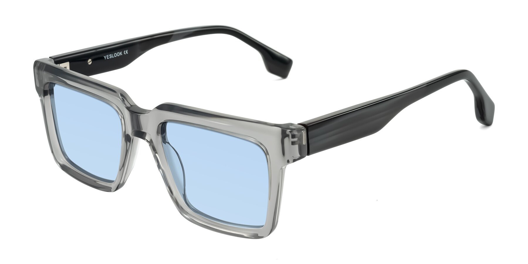 Angle of Kieta in Transparent Gray/Gray Brown Striped with Light Blue Tinted Lenses