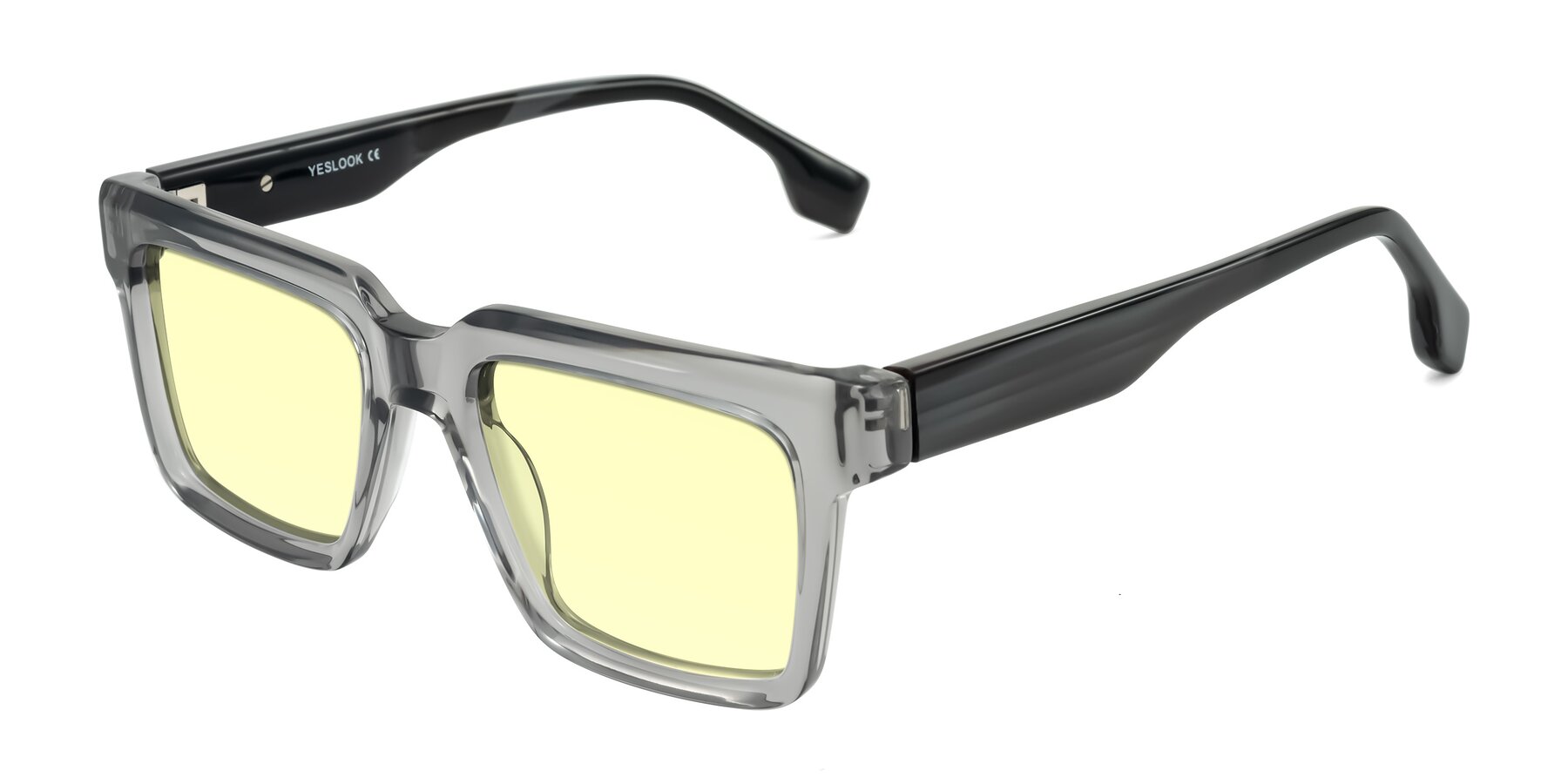 Angle of Kieta in Transparent Gray/Gray Brown Striped with Light Yellow Tinted Lenses