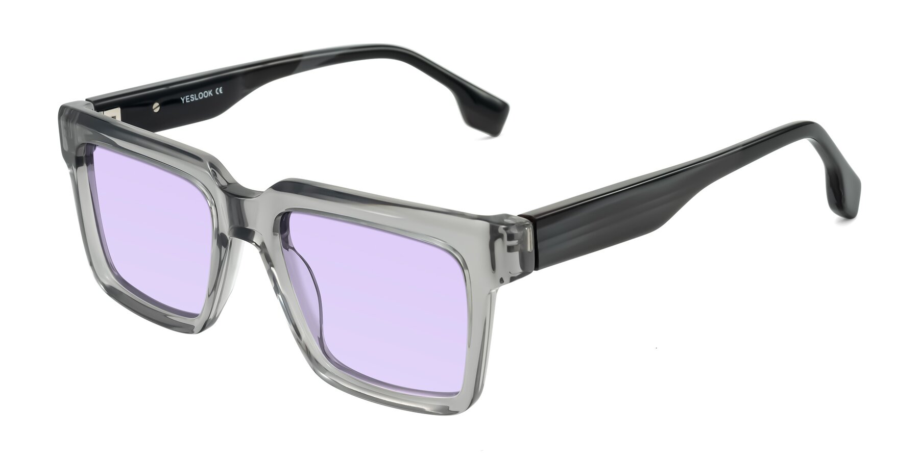 Angle of Kieta in Transparent Gray/Gray Brown Striped with Light Purple Tinted Lenses