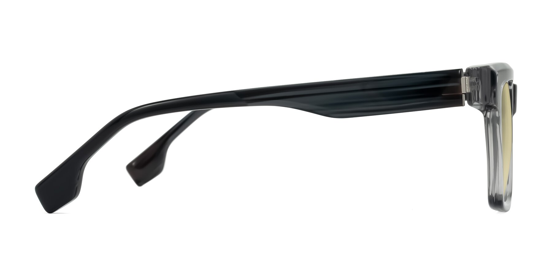 Side of Kieta in Transparent Gray/Gray Brown Striped with Light Champagne Tinted Lenses