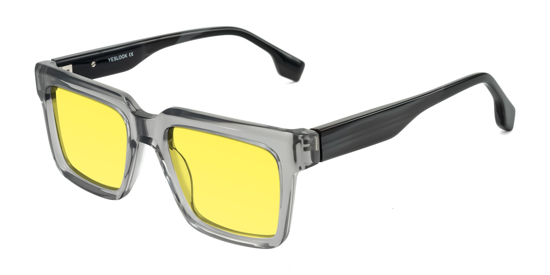 Angle of Kieta in Transparent Gray/Gray Brown Striped with Medium Yellow Tinted Lenses