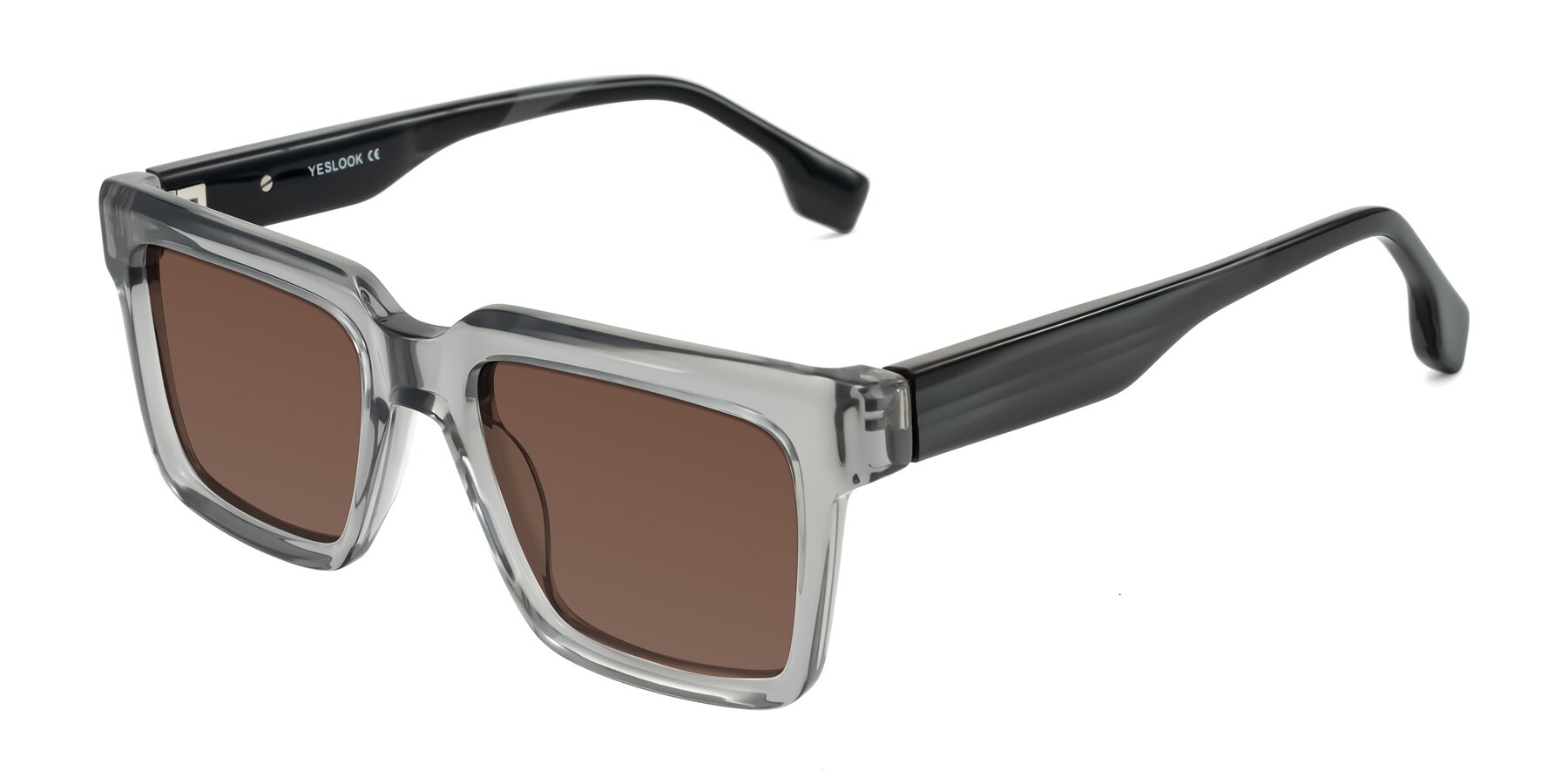 Angle of Kieta in Transparent Gray/Gray Brown Striped with Brown Tinted Lenses