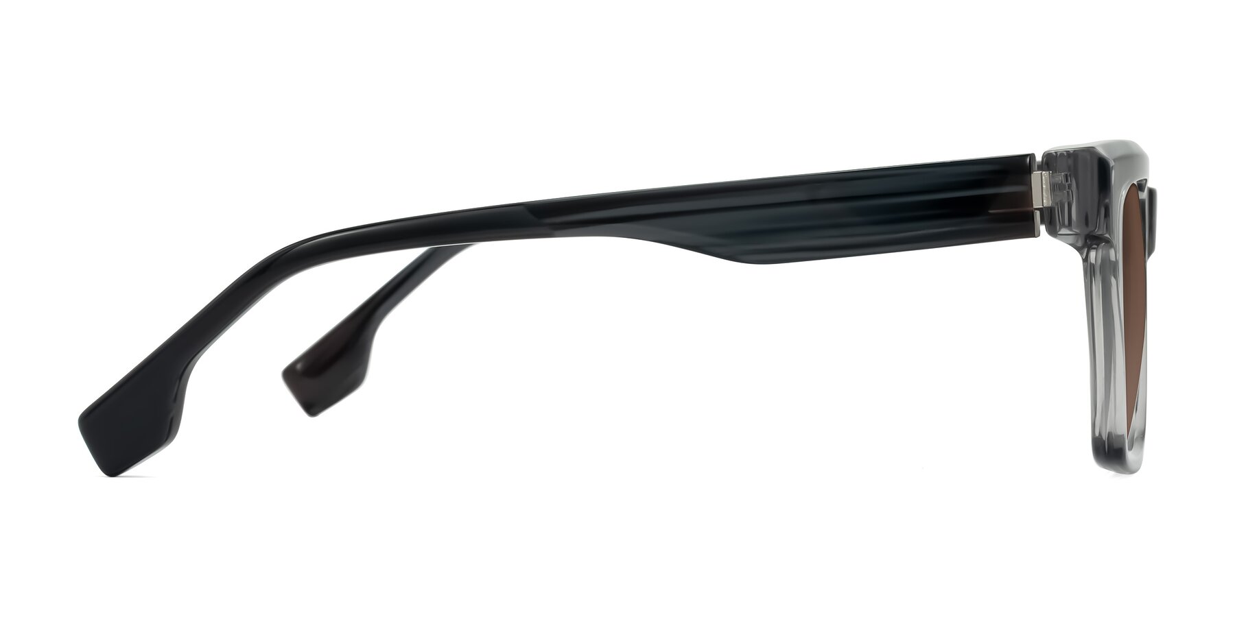 Side of Kieta in Transparent Gray/Gray Brown Striped with Brown Tinted Lenses