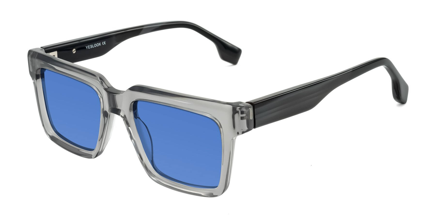 Angle of Kieta in Transparent Gray/Gray Brown Striped with Blue Tinted Lenses
