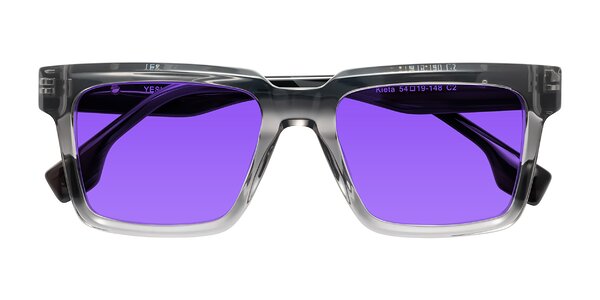 Front of Kieta in Transparent Gray/Gray Brown Striped