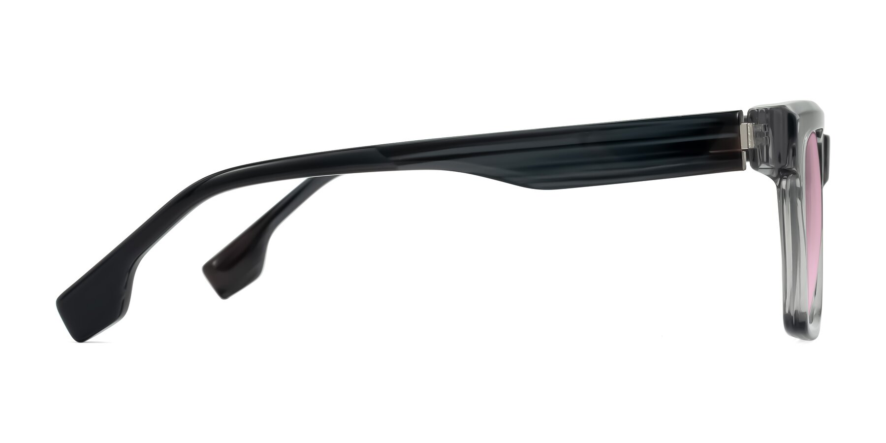 Side of Kieta in Transparent Gray/Gray Brown Striped with Light Wine Tinted Lenses