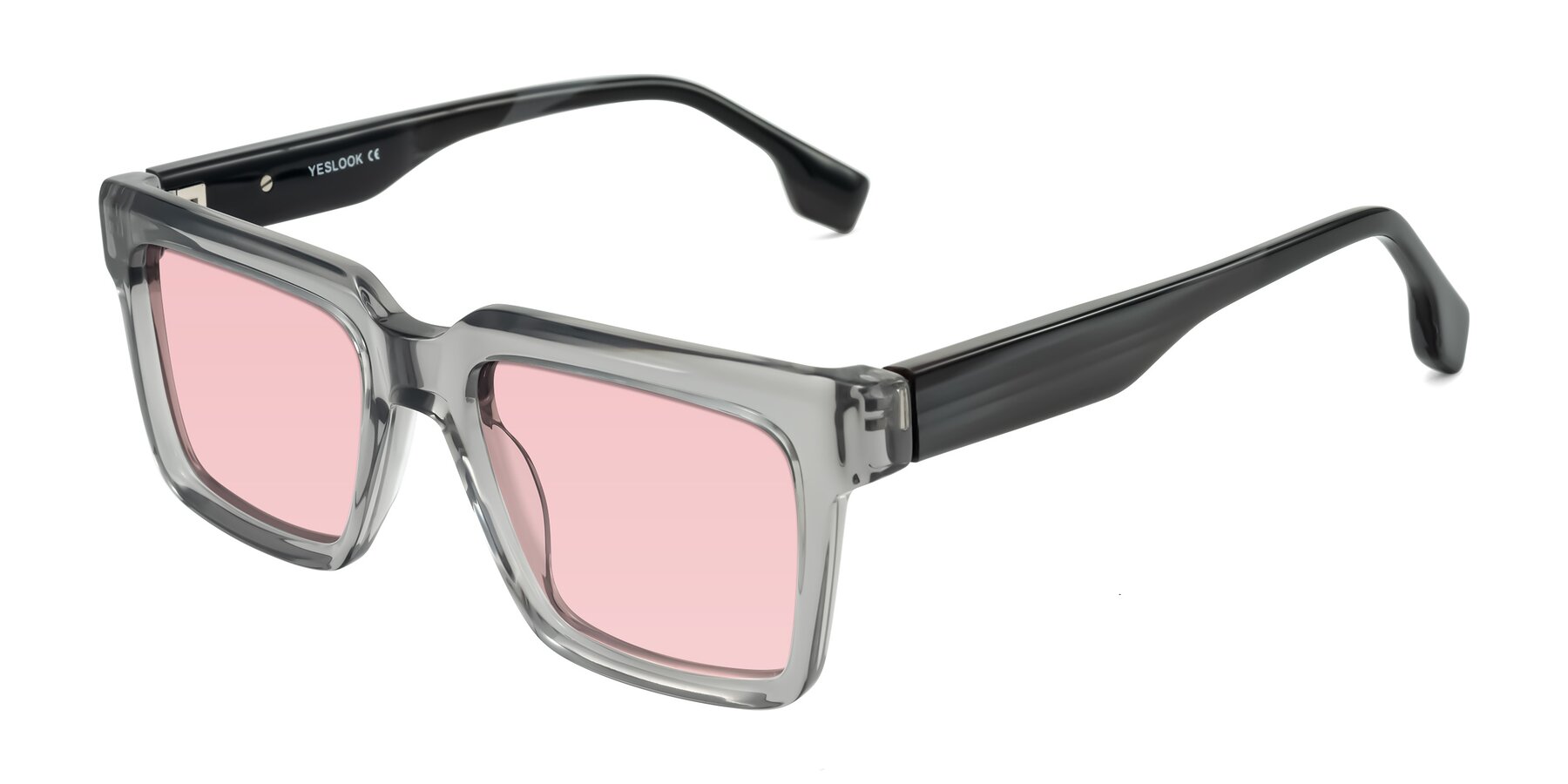 Angle of Kieta in Transparent Gray/Gray Brown Striped with Light Garnet Tinted Lenses
