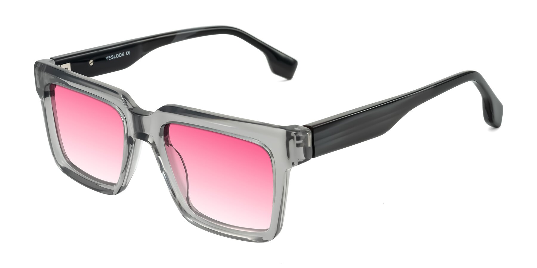 Angle of Kieta in Transparent Gray/Gray Brown Striped with Pink Gradient Lenses