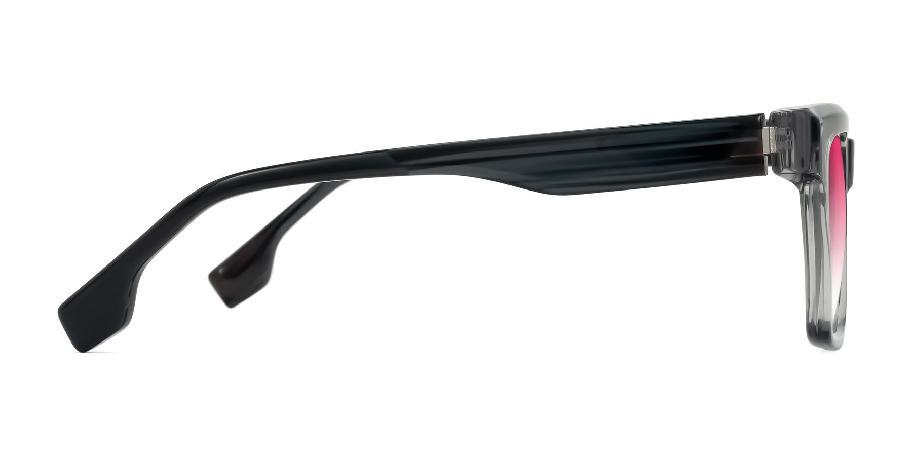 Side of Kieta in Transparent Gray/Gray Brown Striped with Pink Gradient Lenses