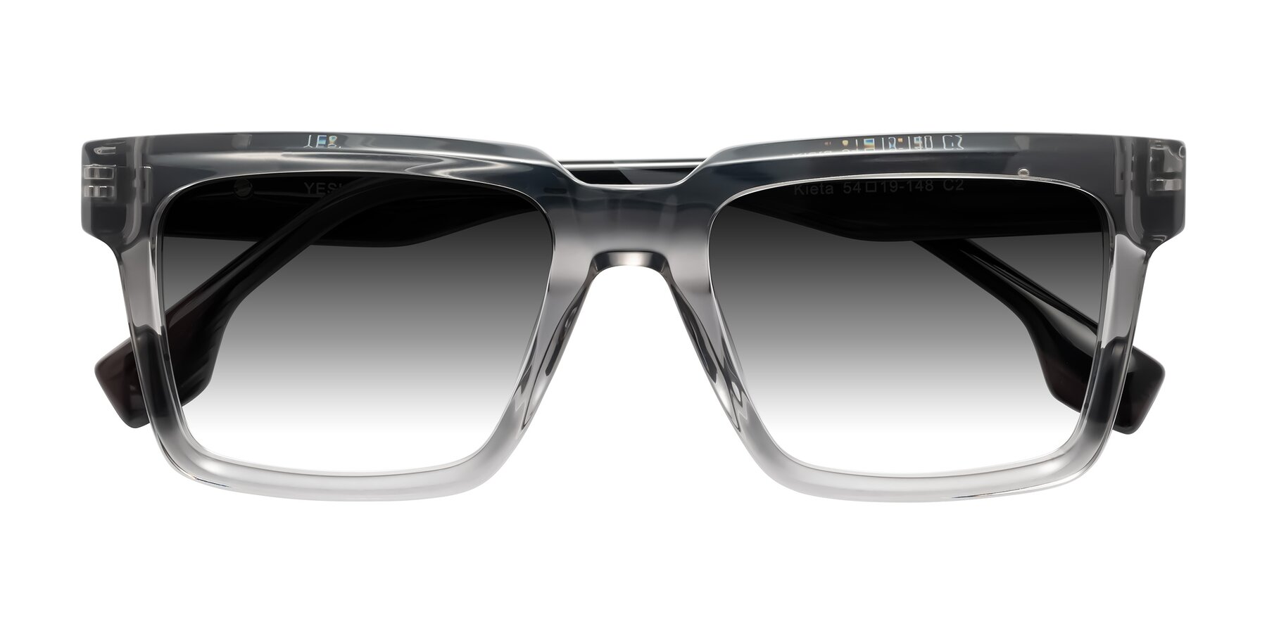 Folded Front of Kieta in Transparent Gray/Gray Brown Striped with Gray Gradient Lenses