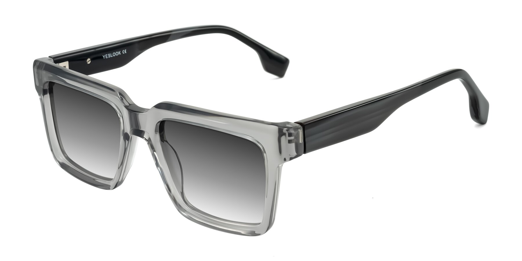 Angle of Kieta in Transparent Gray/Gray Brown Striped with Gray Gradient Lenses