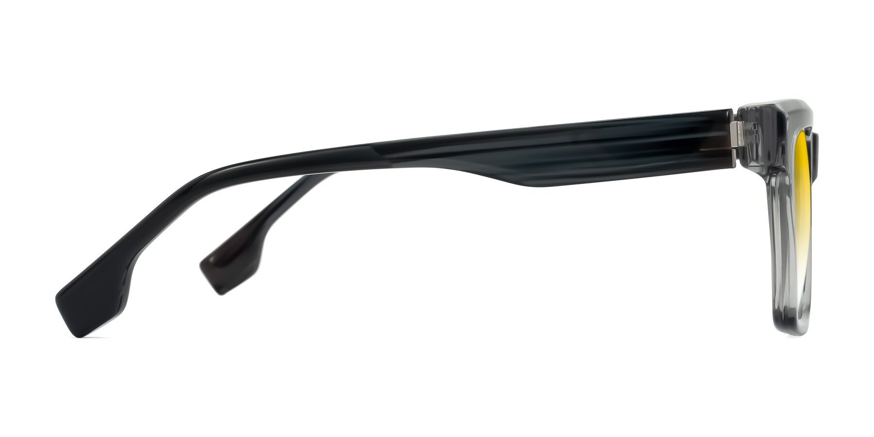 Side of Kieta in Transparent Gray/Gray Brown Striped with Yellow Gradient Lenses