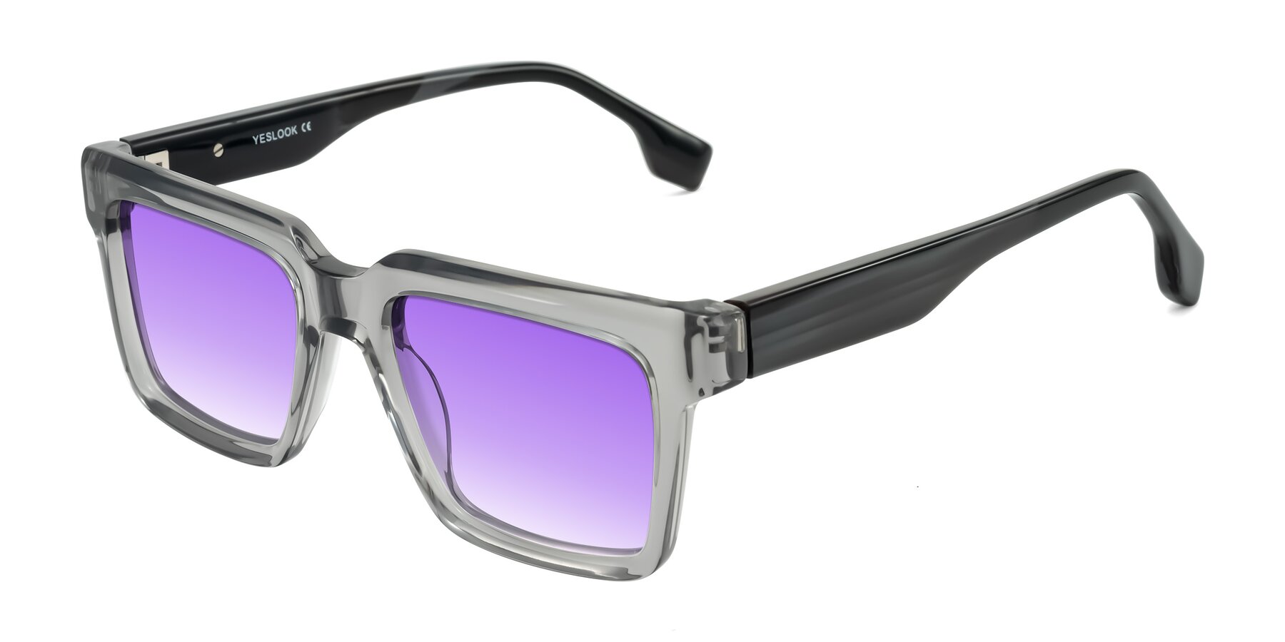 Angle of Kieta in Transparent Gray/Gray Brown Striped with Purple Gradient Lenses