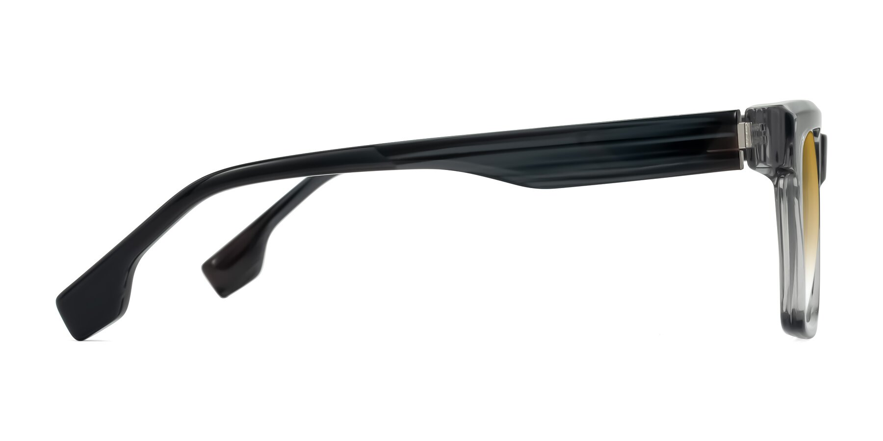 Side of Kieta in Transparent Gray/Gray Brown Striped with Champagne Gradient Lenses