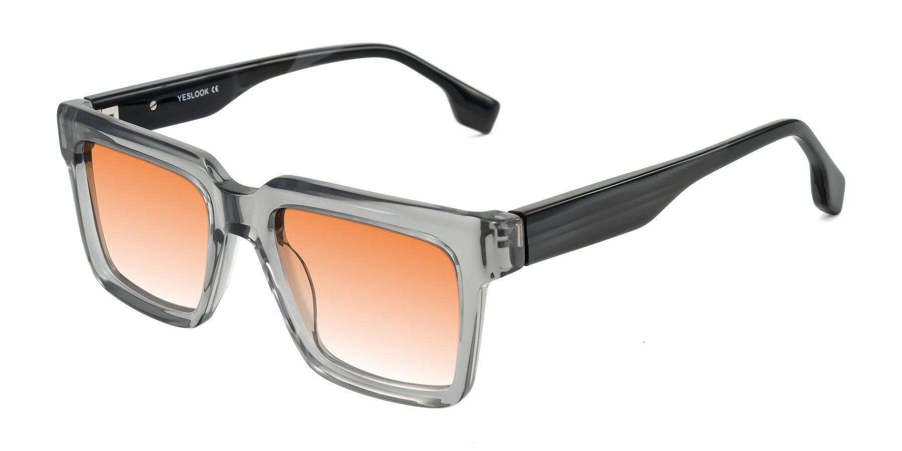 Angle of Kieta in Transparent Gray/Gray Brown Striped with Orange Gradient Lenses
