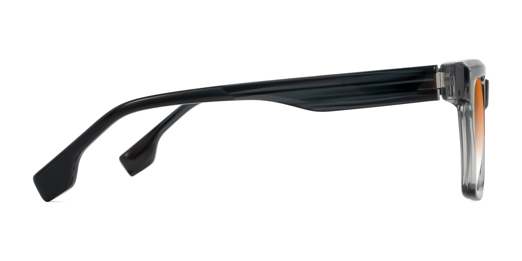 Side of Kieta in Transparent Gray/Gray Brown Striped with Orange Gradient Lenses