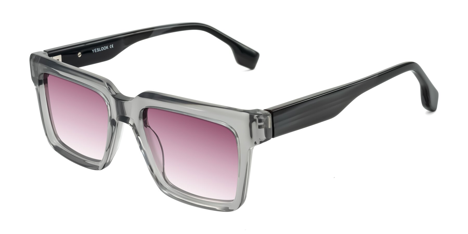 Angle of Kieta in Transparent Gray/Gray Brown Striped with Wine Gradient Lenses