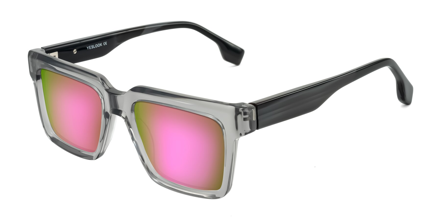 Angle of Kieta in Transparent Gray/Gray Brown Striped with Pink Mirrored Lenses