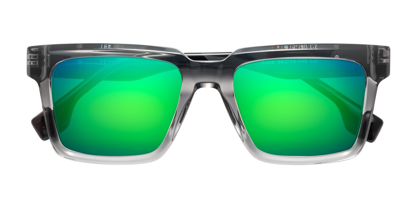 Kieta - Transparent Gray/Gray Brown Striped Flash Mirrored Sunglasses