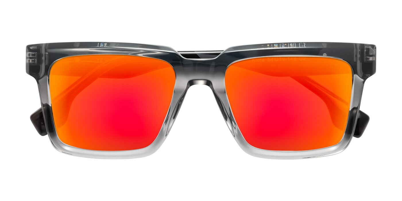 Kieta - Transparent Gray/Gray Brown Striped Flash Mirrored Sunglasses