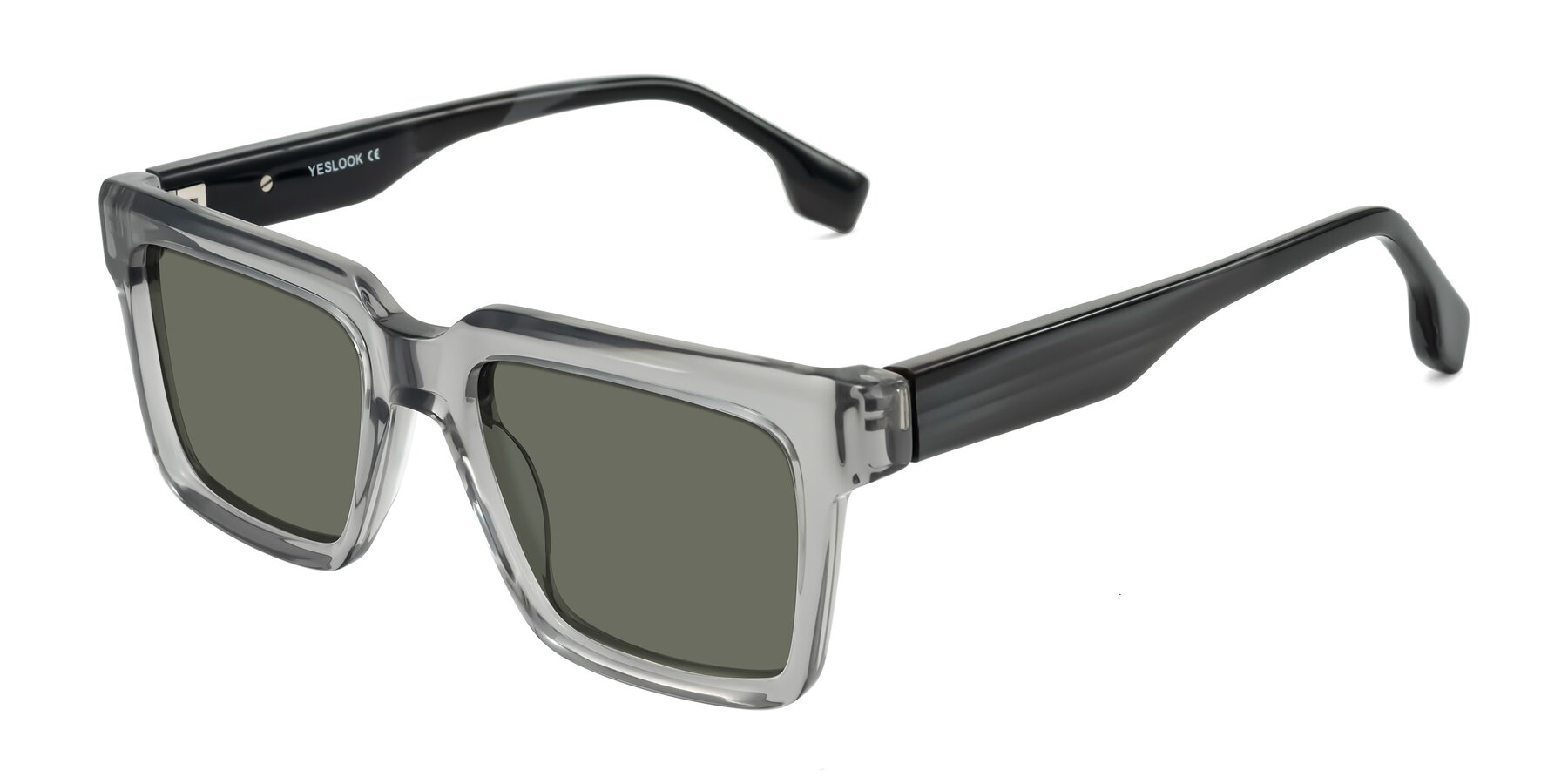 Angle of Kieta in Transparent Gray/Gray Brown Striped with Gray Polarized Lenses