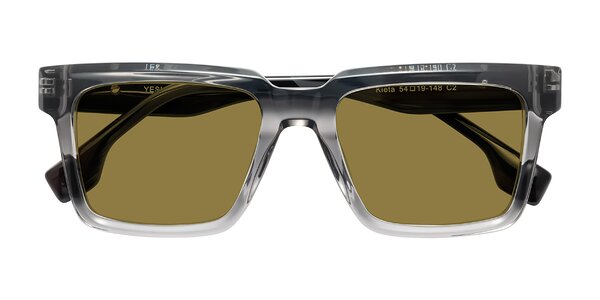 Front of Kieta in Transparent Gray/Gray Brown Striped