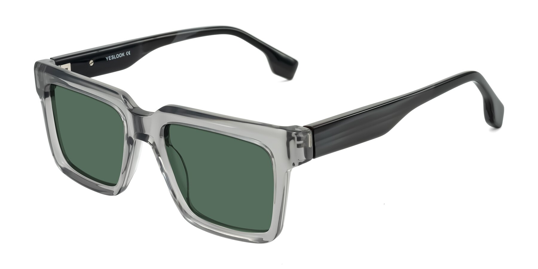 Angle of Kieta in Transparent Gray/Gray Brown Striped with Green Polarized Lenses