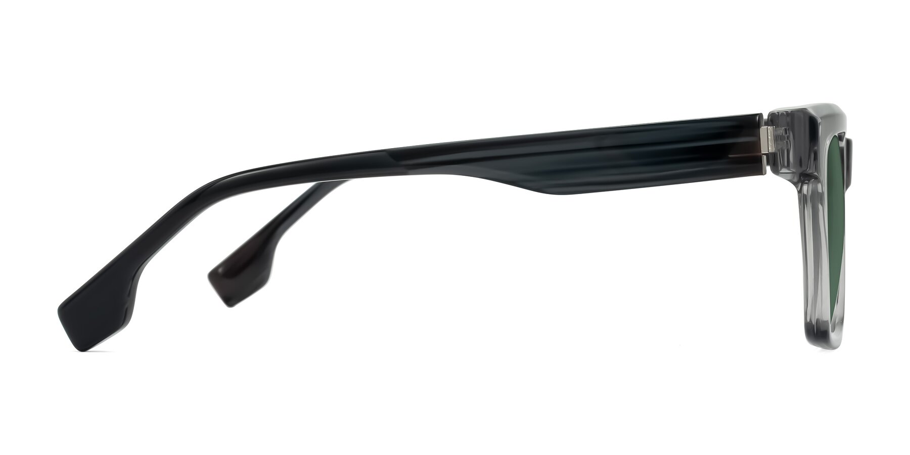 Side of Kieta in Transparent Gray/Gray Brown Striped with Green Polarized Lenses