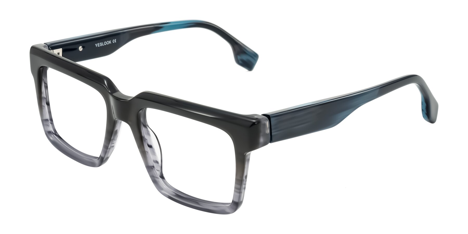 Angle of Kieta in Gradient Gray/Blue Striped with Clear Reading Eyeglass Lenses