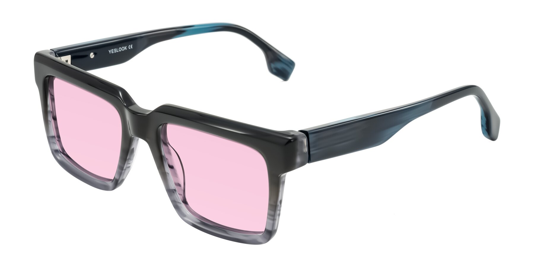Angle of Kieta in Gradient Gray/Blue Striped with Light Pink Tinted Lenses