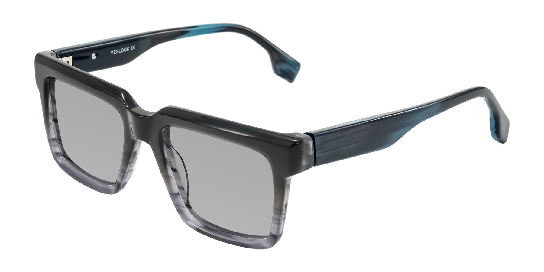 Angle of Kieta in Gradient Gray/Blue Striped with Light Gray Tinted Lenses