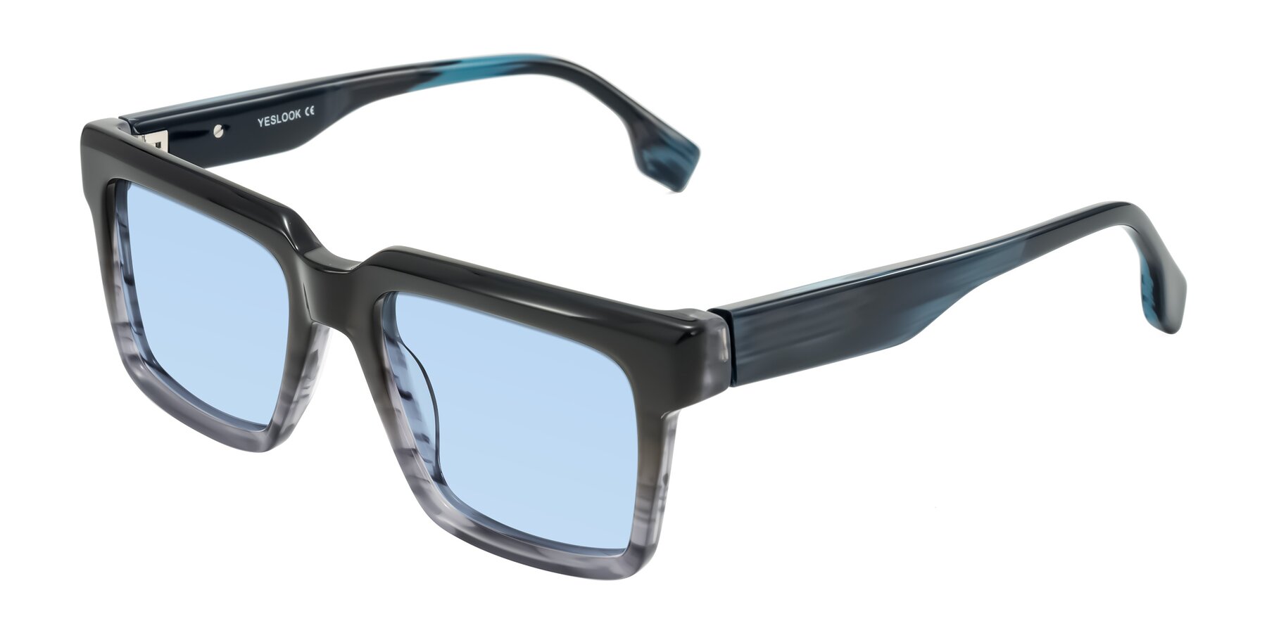 Angle of Kieta in Gradient Gray/Blue Striped with Light Blue Tinted Lenses
