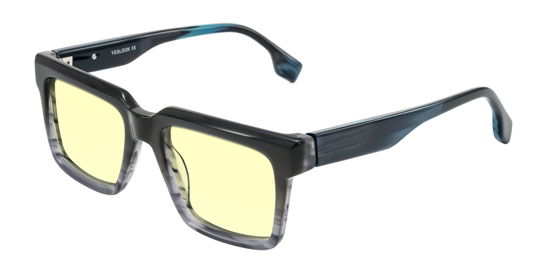 Angle of Kieta in Gradient Gray/Blue Striped with Light Yellow Tinted Lenses