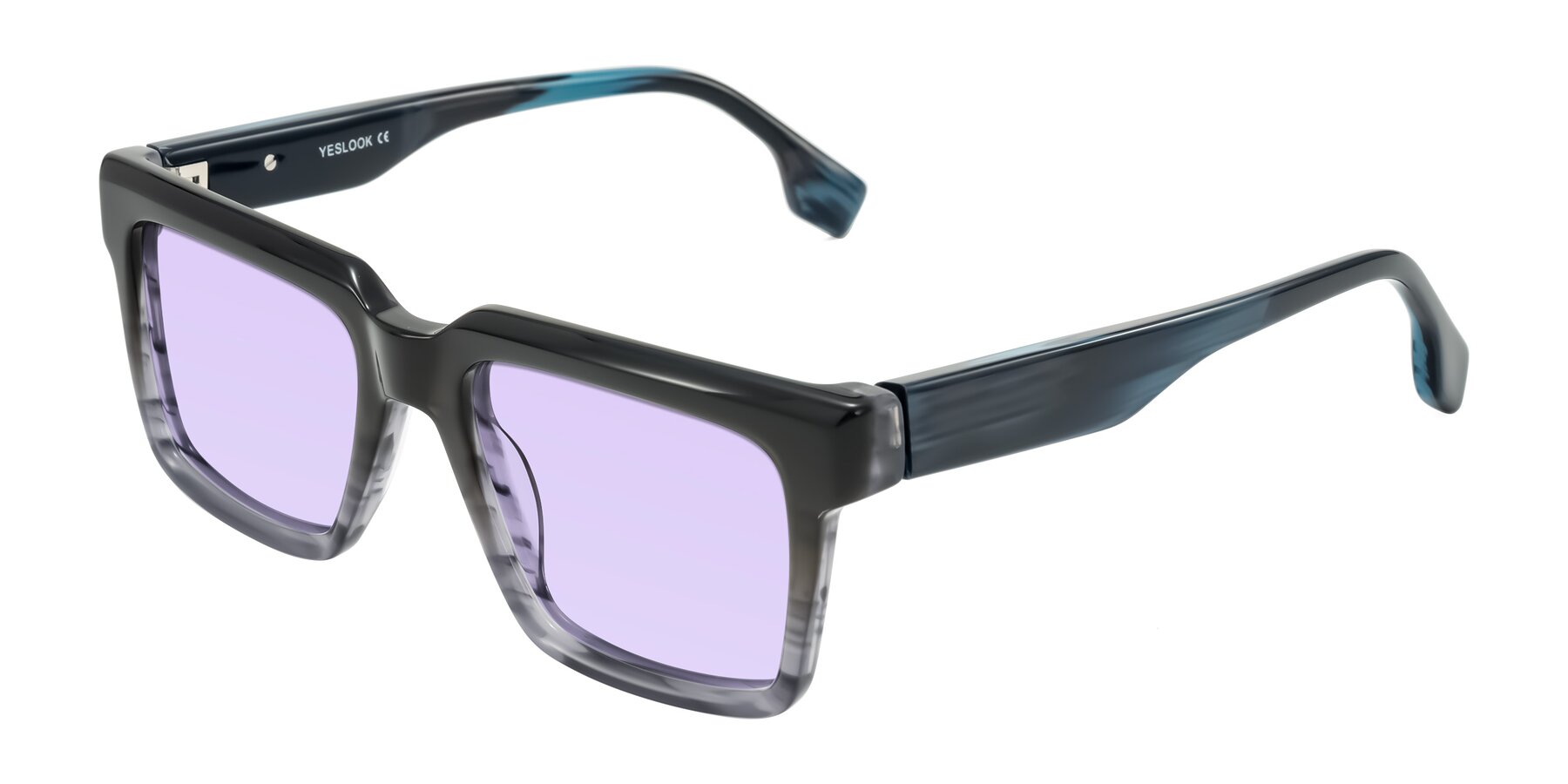 Angle of Kieta in Gradient Gray/Blue Striped with Light Purple Tinted Lenses