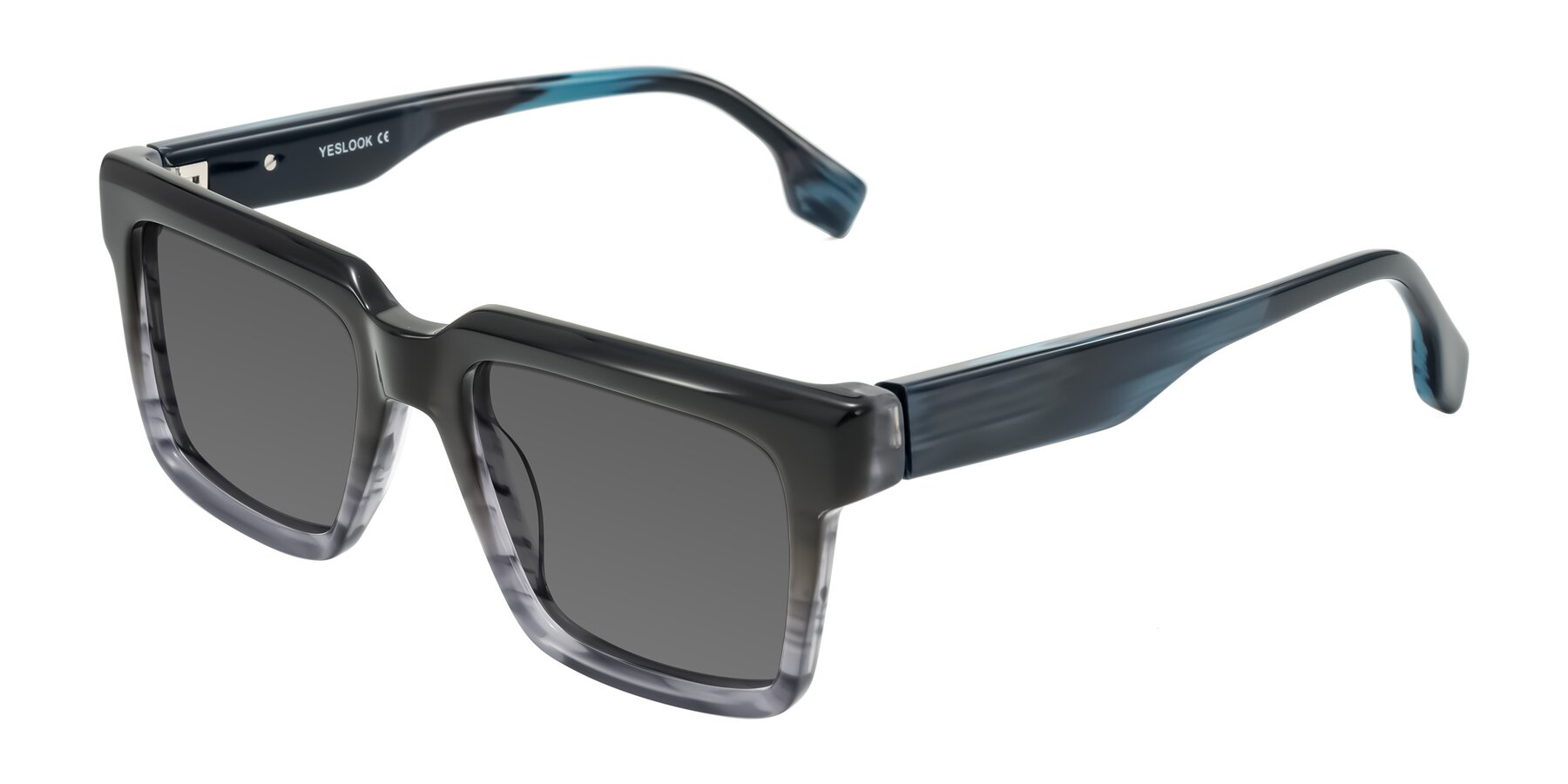 Angle of Kieta in Gradient Gray/Blue Striped with Medium Gray Tinted Lenses