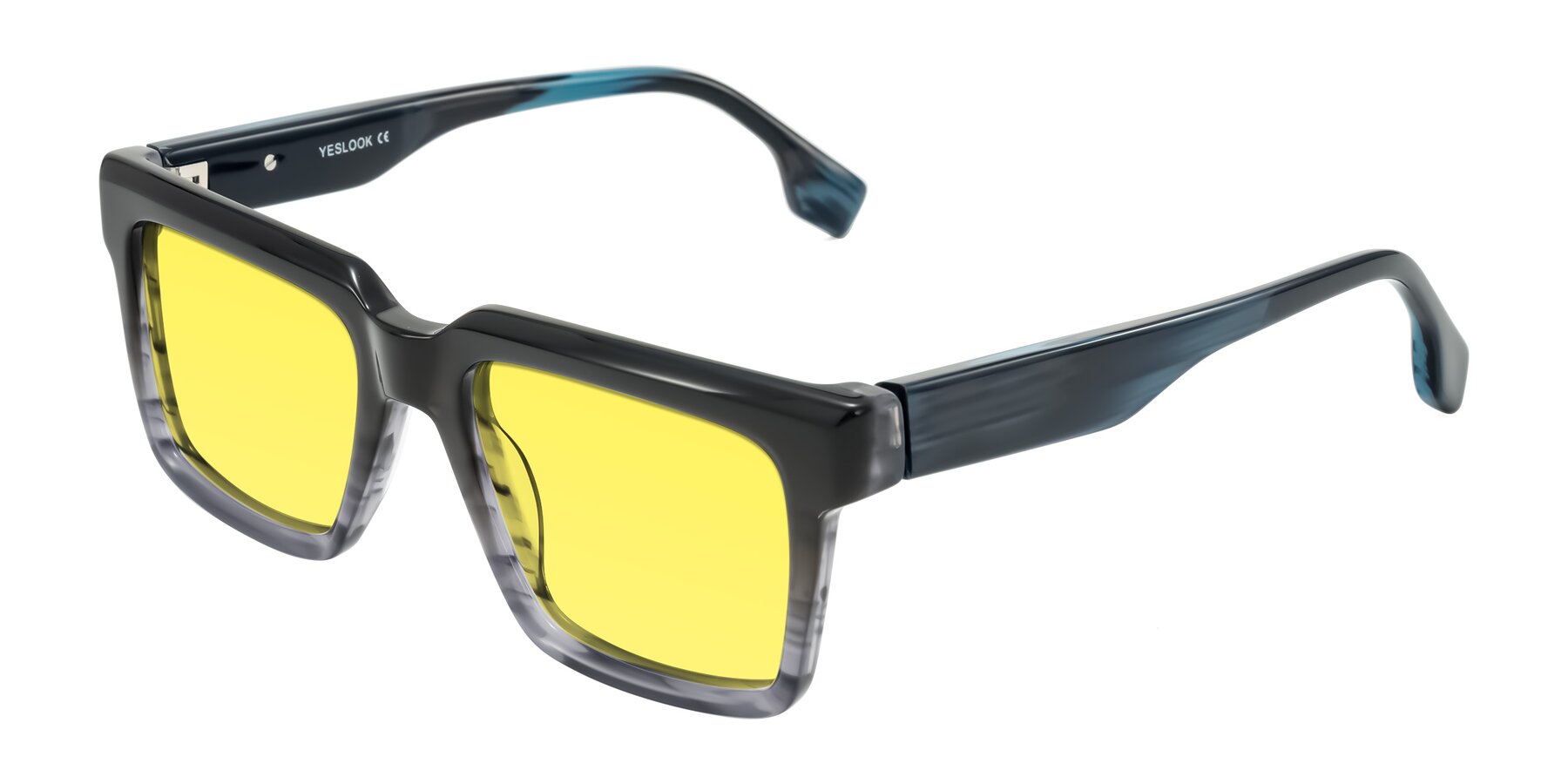 Angle of Kieta in Gradient Gray/Blue Striped with Medium Yellow Tinted Lenses